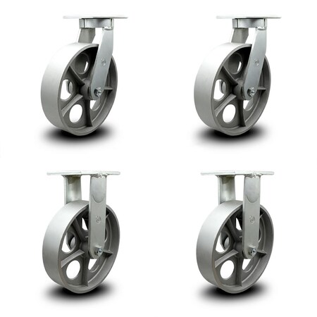 Service Caster 12 Inch Heavy Duty Semi Steel Cast Iron Caster Swivel Locks 2 Rigid SCC, 2PK SCC-KP92S1230-SSR-BSL-2-R-2
